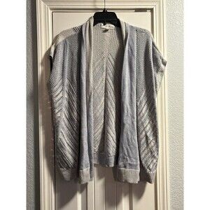 Knox Rose Gray Textured Knit Open Cardigan Neutral Shawl Collar Sweater Small
